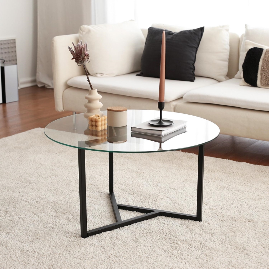 Table basse TRIO 42x75 cm transparente/noire