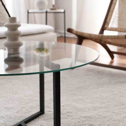 Table basse TRIO 42x75 cm transparente/noire