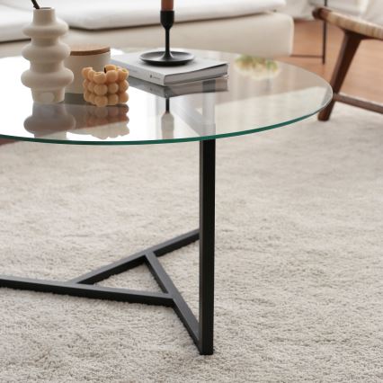 Table basse TRIO 42x75 cm transparente/noire