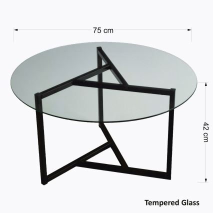 Table basse TRIO 42x75 cm transparente/noire