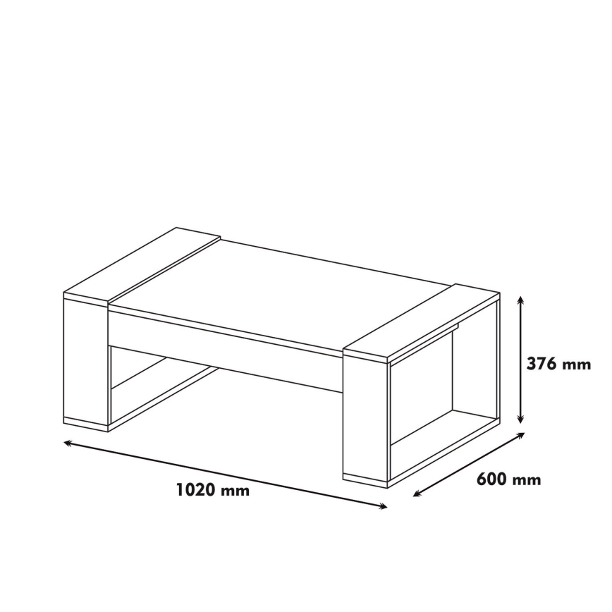 Table basse VENUS 38x102 cm crème/marron
