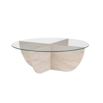 Table basse VERE Ø 90 cm beige/transparent