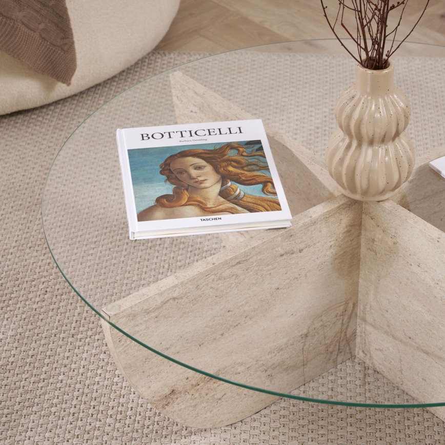 Table basse VERE Ø 90 cm beige/transparent