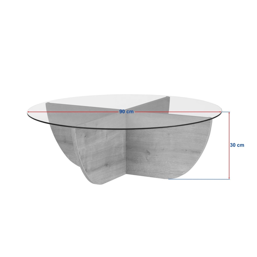 Table basse VERE Ø 90 cm beige/transparent