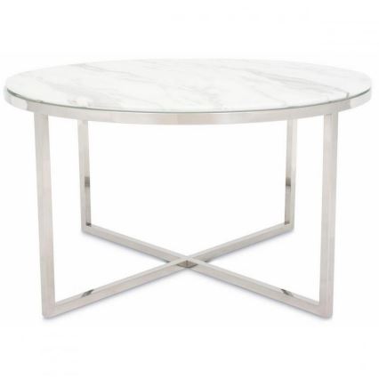 Table basse VERTIGO 45x80 cm chrome brillant/blanc