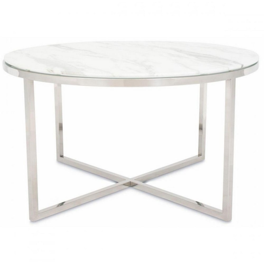 Table basse VERTIGO 45x80 cm chrome brillant/blanc