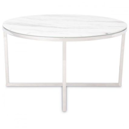 Table basse VERTIGO 45x80 cm chrome brillant/blanc