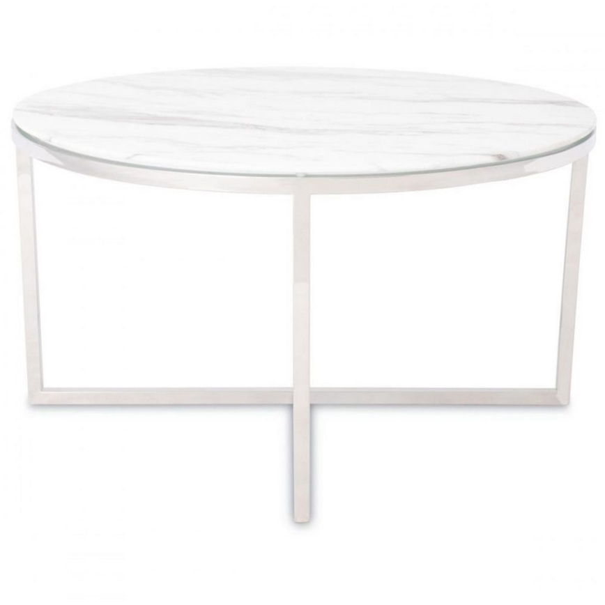 Table basse VERTIGO 45x80 cm chrome brillant/blanc