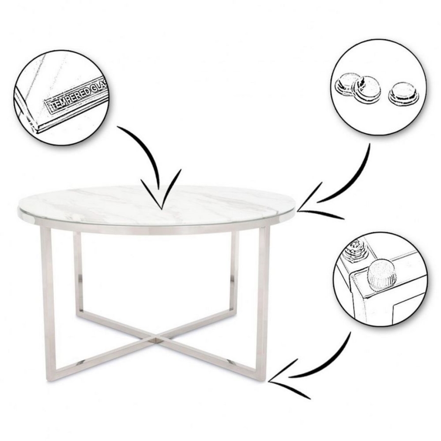 Table basse VERTIGO 45x80 cm chrome brillant/blanc