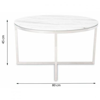 Table basse VERTIGO 45x80 cm chrome brillant/blanc