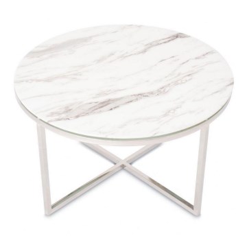 Table basse VERTIGO 45x80 cm chrome brillant/blanc