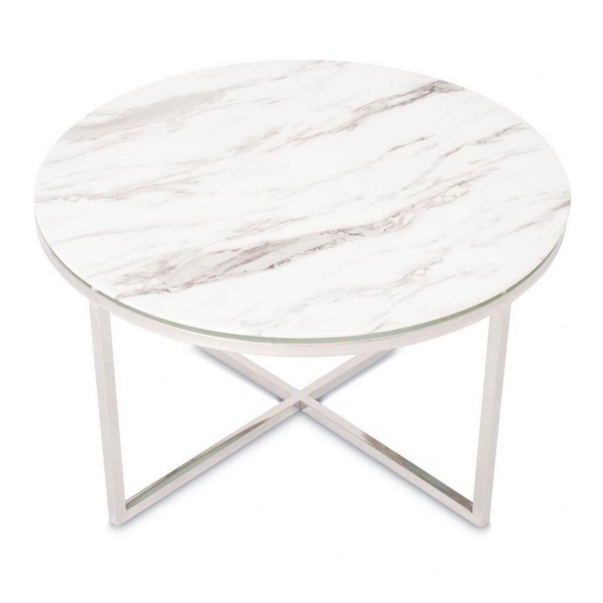 Table basse VERTIGO 45x80 cm chrome brillant/blanc