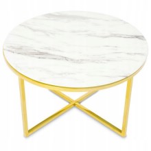 Table basse VERTIGO 45x80 cm marbre doré/blanc
