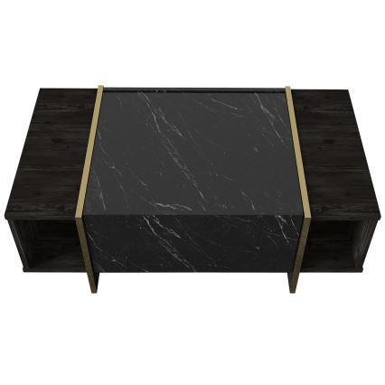 Table basse VEYRON 37,3x103,8 cm noire/dorée