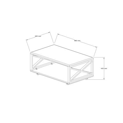 Table basse YUSO 42,5x98 cm en pin