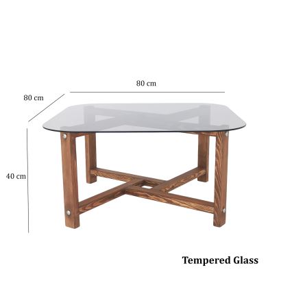 Table basse ZEN 40x80 cm pin/transparent