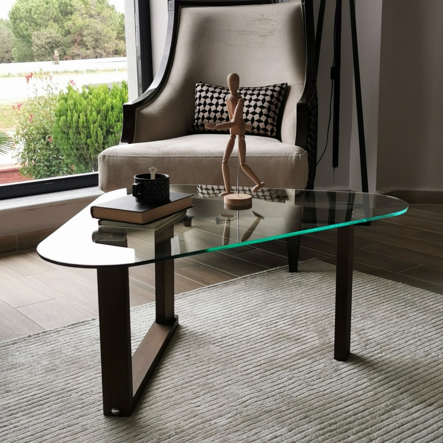 Table d'appoint CAM 41x96 cm marron/transparent