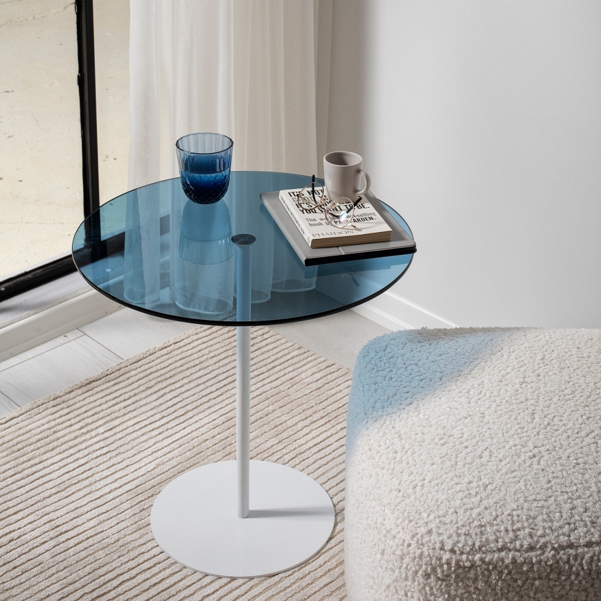 Table d'appoint CHILL 50x50 cm blanc/bleu