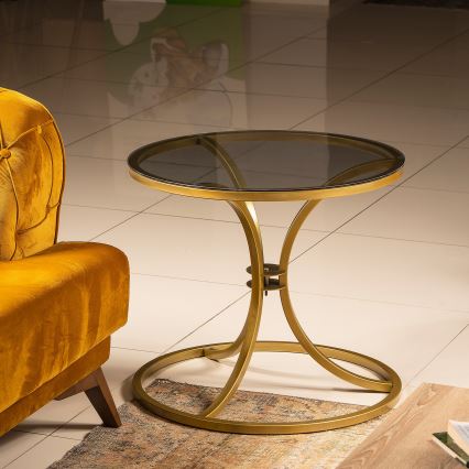 Table d'appoint CORLEAONE 57,8x60 cm doré/noir