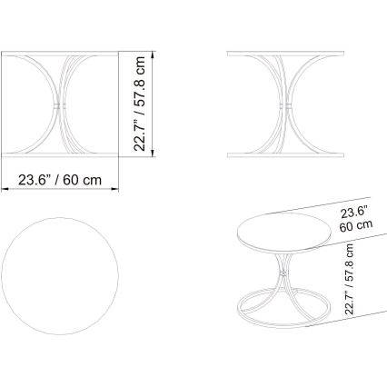 Table d'appoint CORLEAONE 57,8x60 cm doré/noir