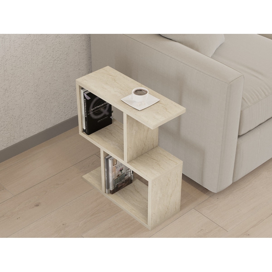 Table d'appoint CROS 45x17 cm décor marbre/beige
