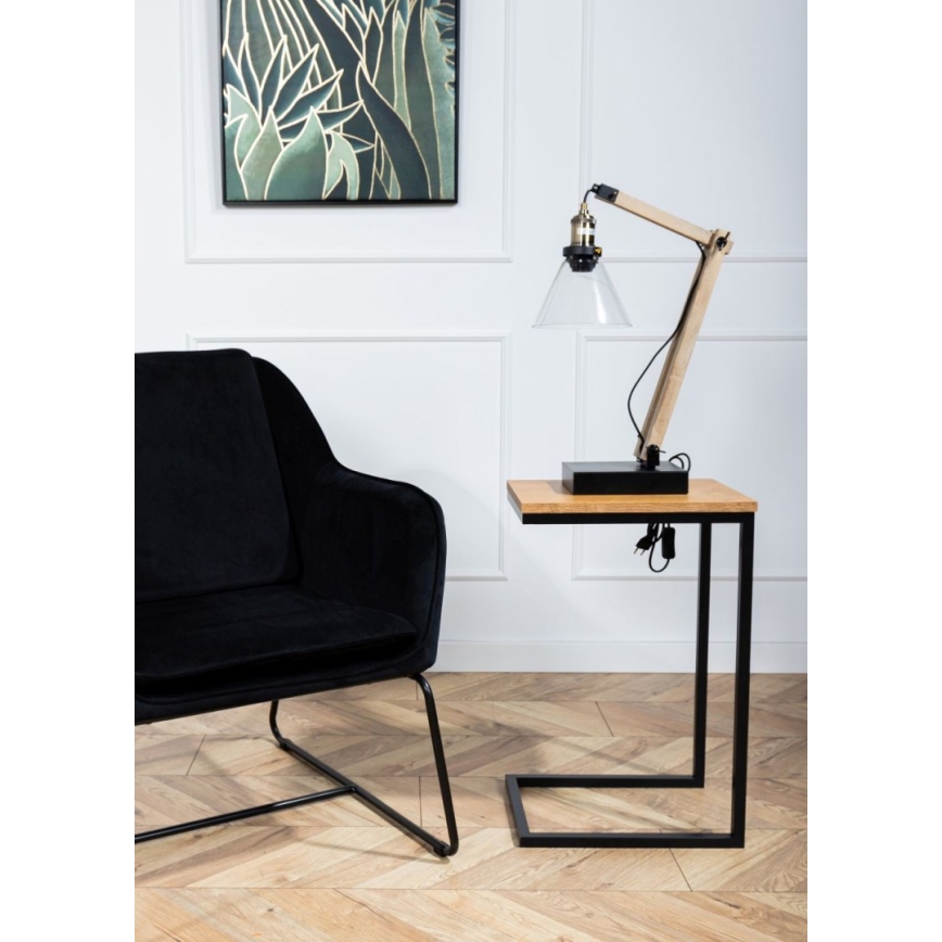 Table d'appoint HELPER 57x40 cm noire/marron