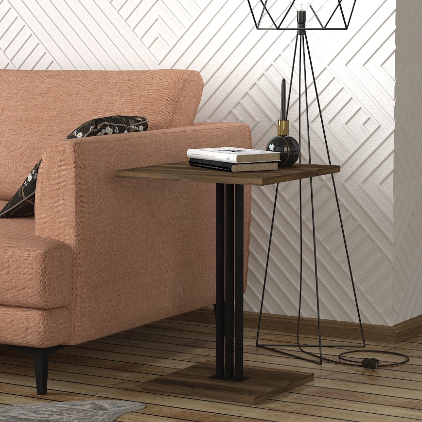 Table d'appoint HILDA 60x44,8 cm marron/noire