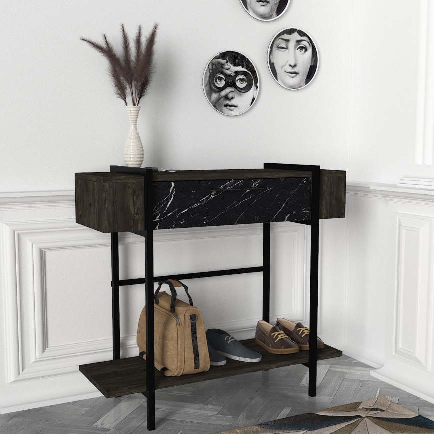 Table d'appoint LISBON 82x90 cm noire