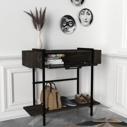 Table d'appoint LISBON 82x90 cm noire