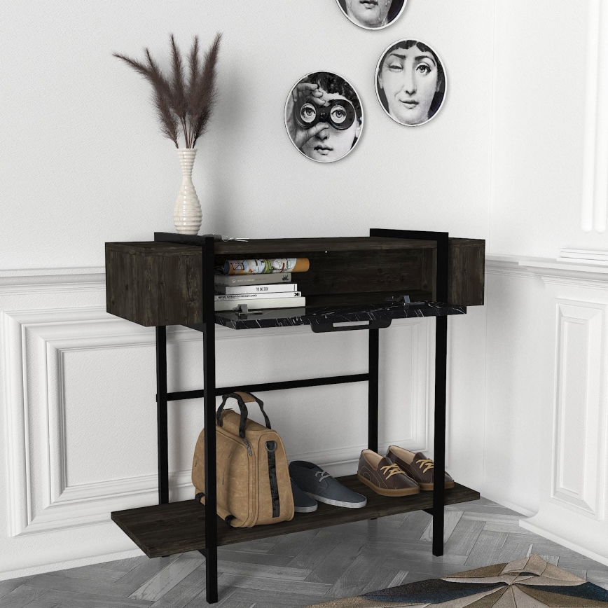 Table d'appoint LISBON 82x90 cm noire