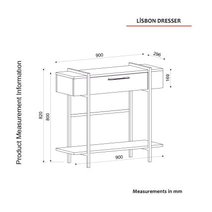 Table d'appoint LISBON 82x90 cm noire