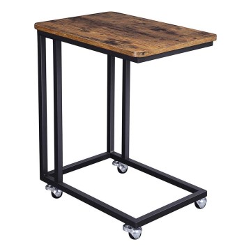 Table d'appoint mobile ELDUR, marron/noir