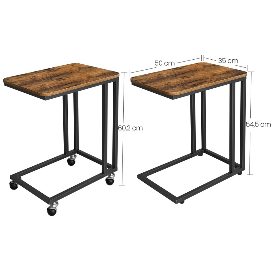 Table d'appoint mobile ELDUR marron/noir