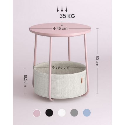 Table d'appoint NOIRA rose/blanc