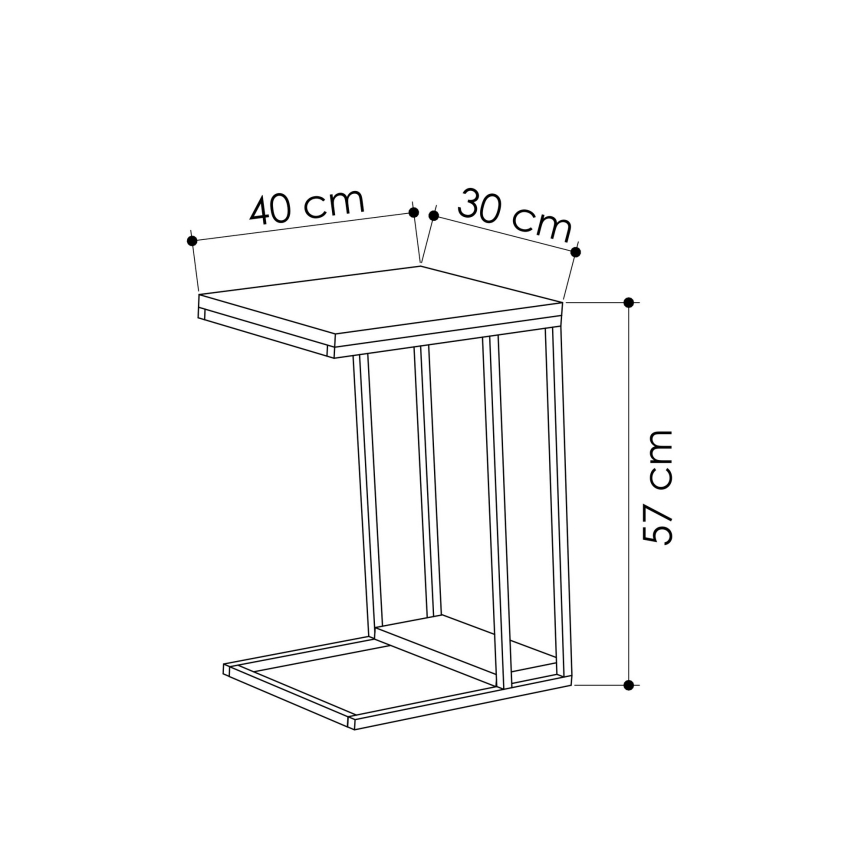 Table d'appoint PAL 57x40 cm beige/noir