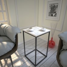 Table d'appoint PURE 62x35 cm blanc/noir
