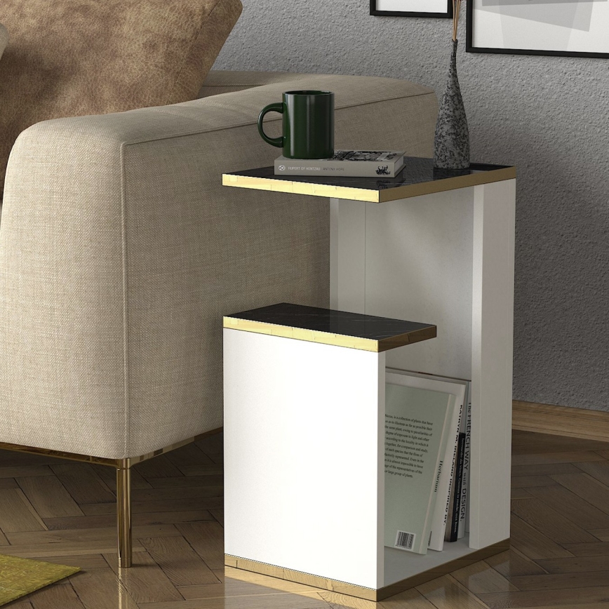Table d'appoint RAVENNA 60x29,5 cm blanche/noire