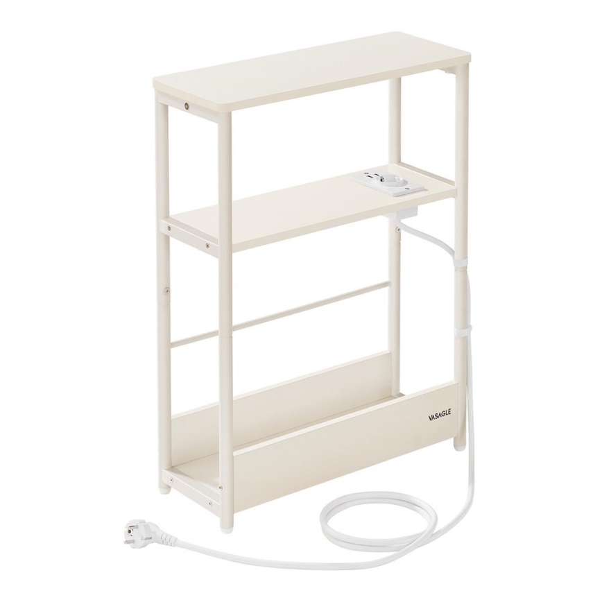 Table d'appoint ROD avec prise électrique intégrée et ports USB, blanc/crème