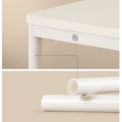 Table d'appoint ROD avec prise électrique intégrée et ports USB, blanc/crème