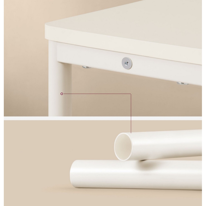 Table d'appoint ROD avec prise électrique intégrée et ports USB, blanc/crème