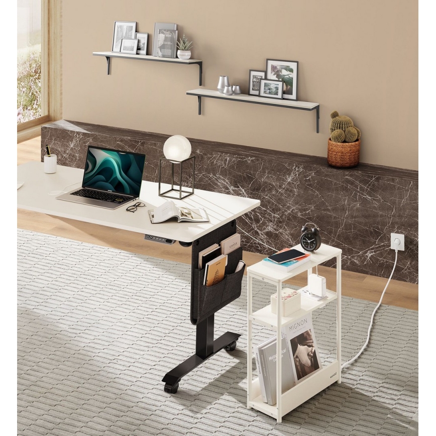 Table d'appoint ROD avec prise électrique intégrée et ports USB, blanc/crème