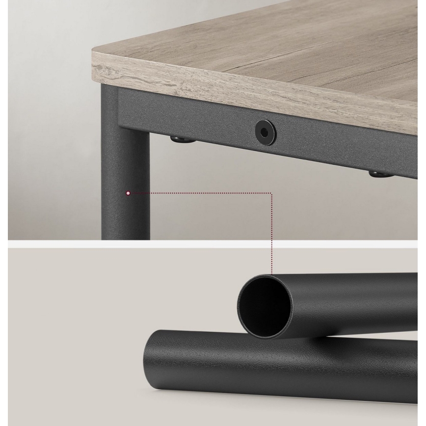 Table d'appoint ROD avec prise électrique intégrée et ports USB, brun/noir