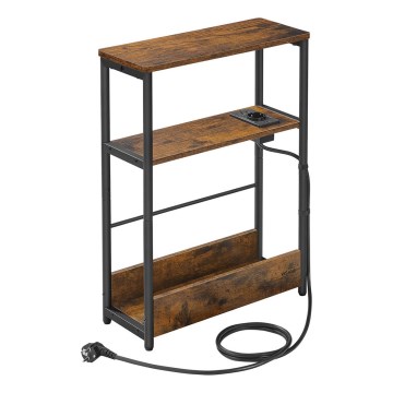 Table d'appoint ROD brun/noir avec prise intégrée et ports USB