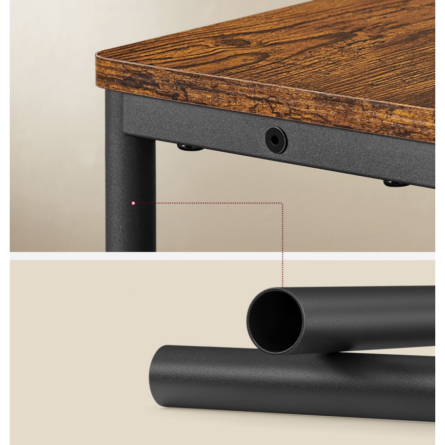 Table d'appoint ROD brun/noir avec prise intégrée et ports USB