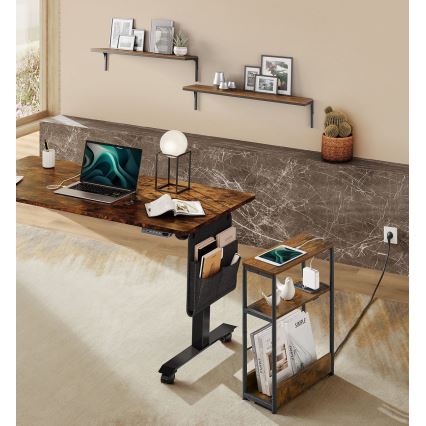 Table d'appoint ROD brun/noir avec prise intégrée et ports USB