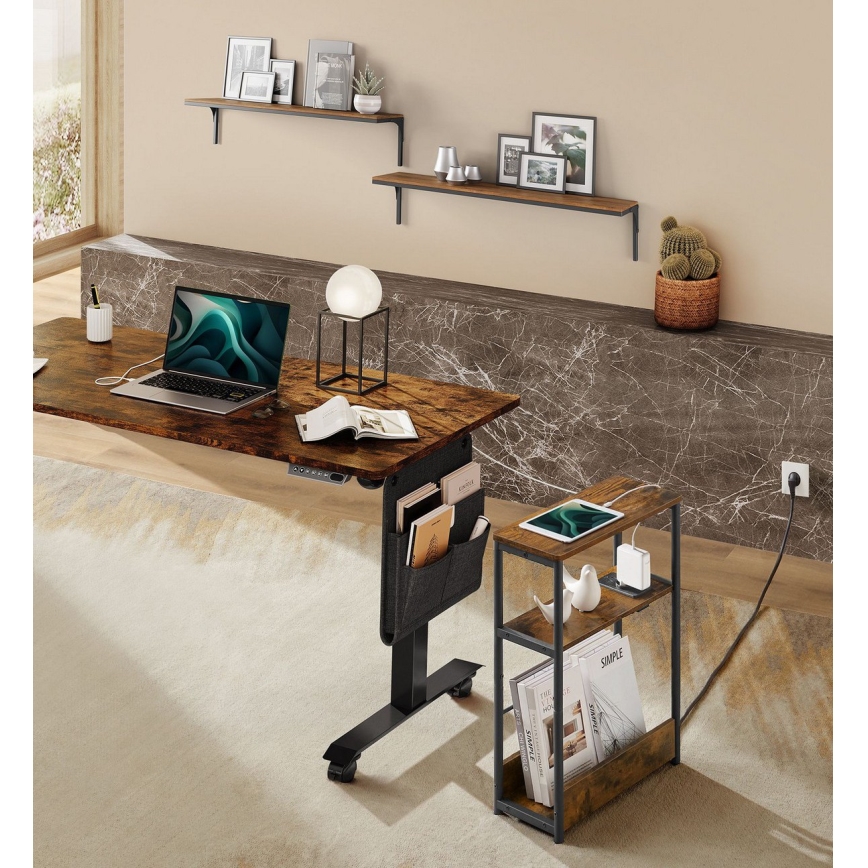 Table d'appoint ROD brun/noir avec prise intégrée et ports USB