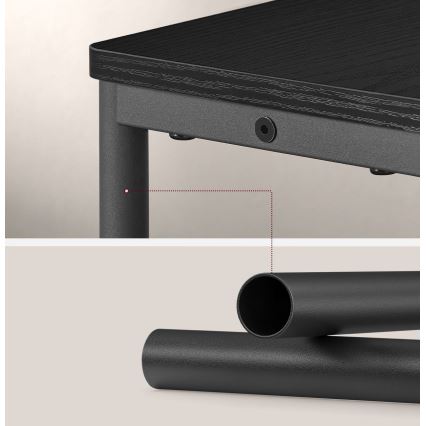 Table d'appoint ROD noire avec prise électrique intégrée et ports USB