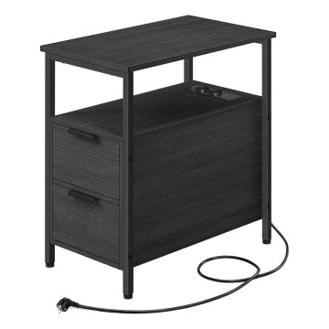 Table d'appoint ROD noire avec prises et ports USB intégrés