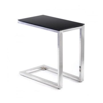 Table d'appoint STIVAR 30x50 cm chrome brillant/noir