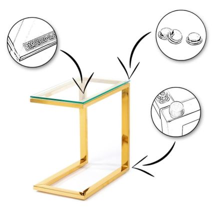 Table d'appoint STIVAR 51x50 cm doré/clair